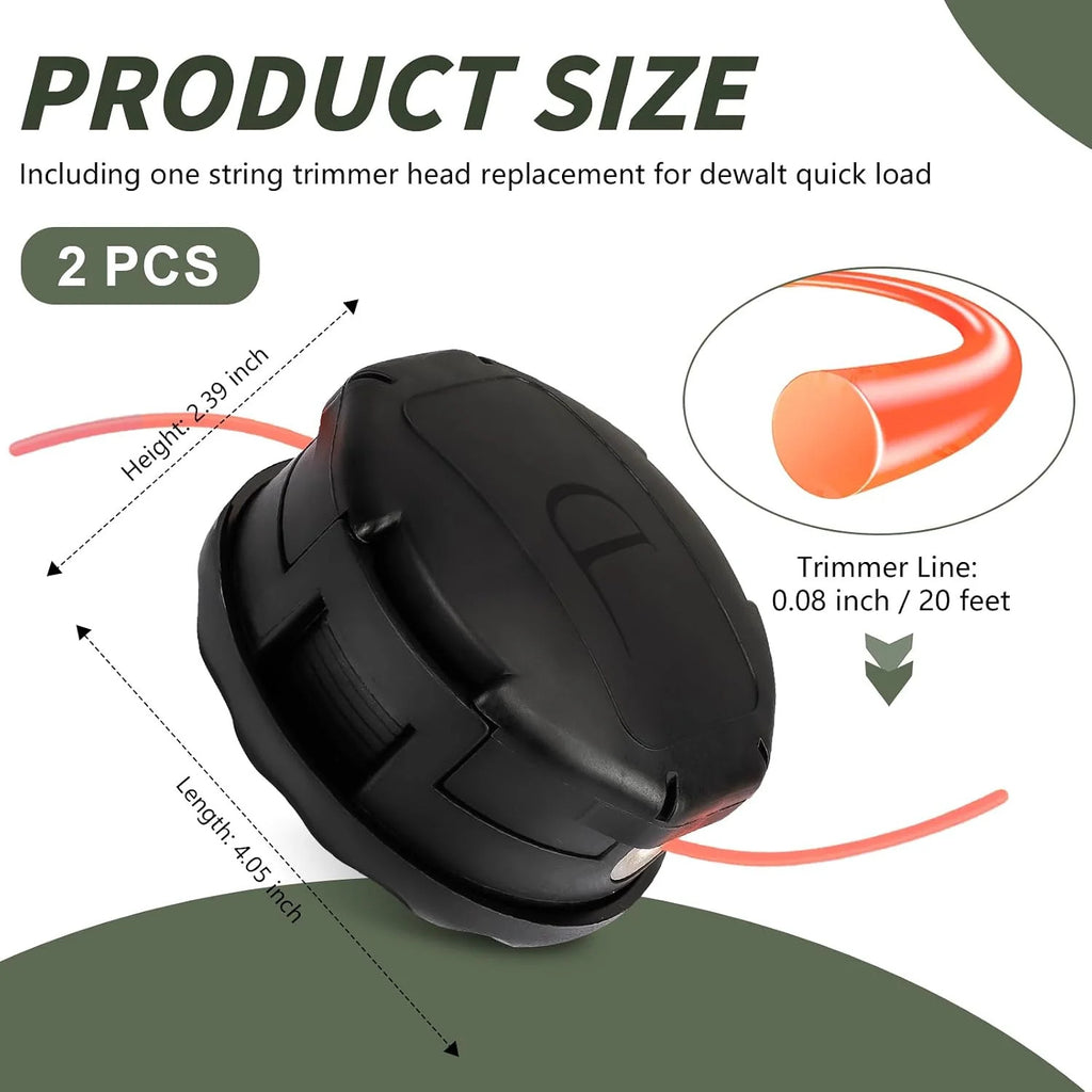 Replacement String Trimmer Head for Dewalt 20V Cordless Weed Eater - Quick Load, Pre-Wound Line