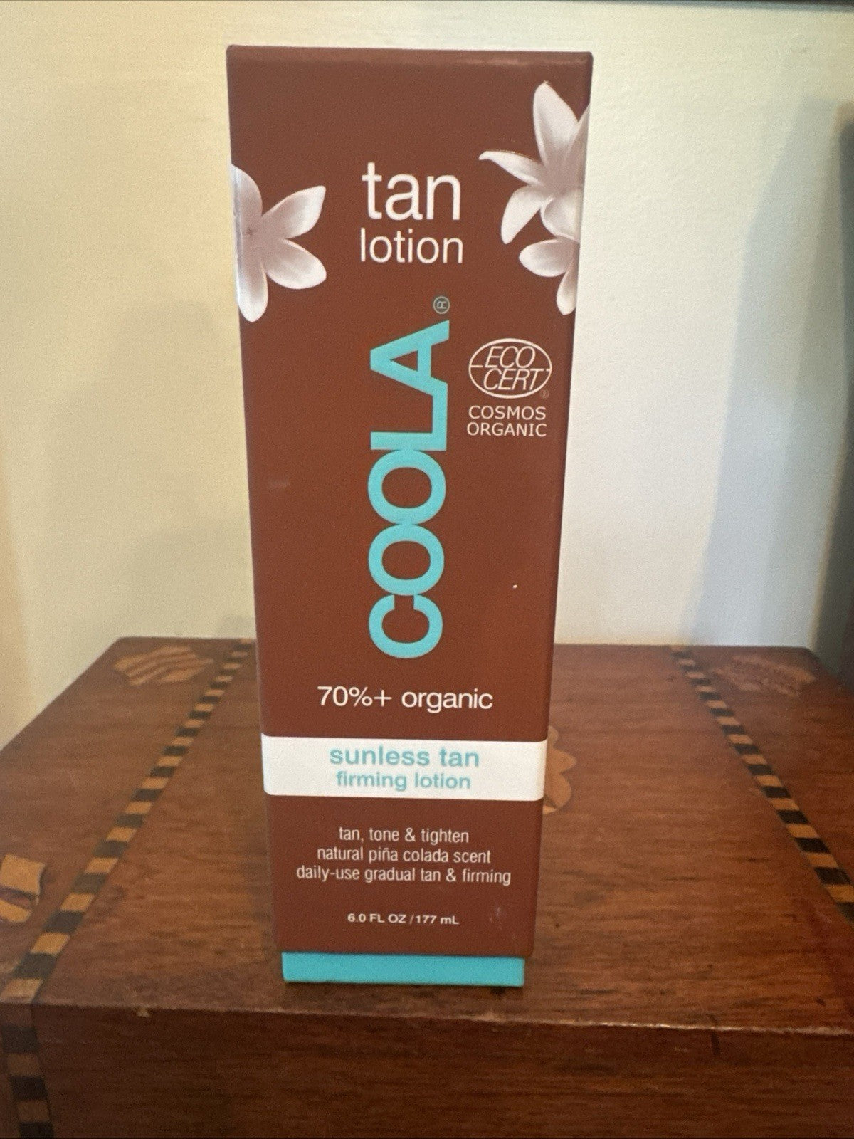 Organic Sunless Tanning Lotion with Firming and Pina Colada Scent - 177ml Vegan Self Tanner