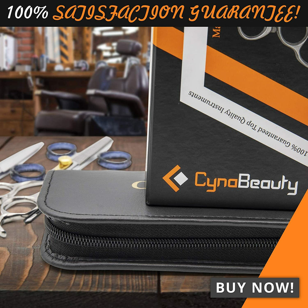 Professional Hair Cutting & Thinning Scissors Set with Leather Case - 6.5 Inch