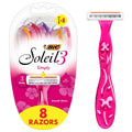 Disposable Razors with Aloe Vera - 3 Blade, 8-Pack for Men & Women