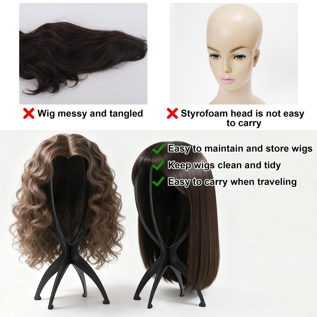 9 Pack Portable Wig Stands Collapsible Hair Wig Holders for Travel & Salon