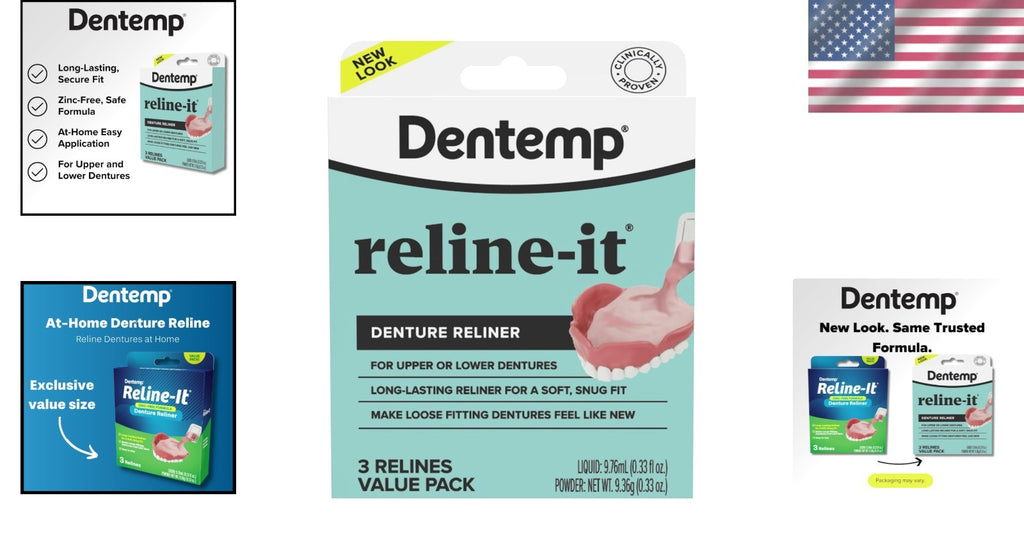 Denture Reline Kit - Advanced Formula 3 Pack for Upper & Lower Dentures