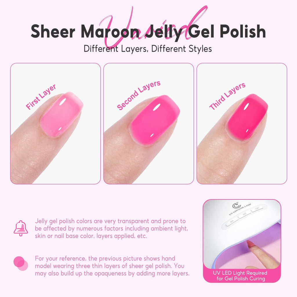 Neon Jelly Gel Nail Polish Set - 6 Vibrant Colors for Creative Nail Art