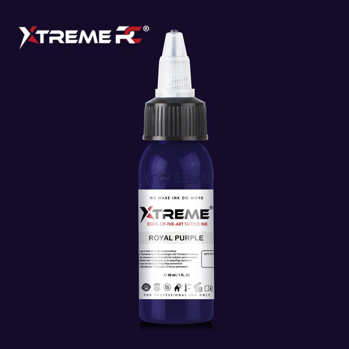 Tattoo Ink Royal Purple EU REACH Compliant 1/2oz–4oz Bottle (Xtreme Ink)