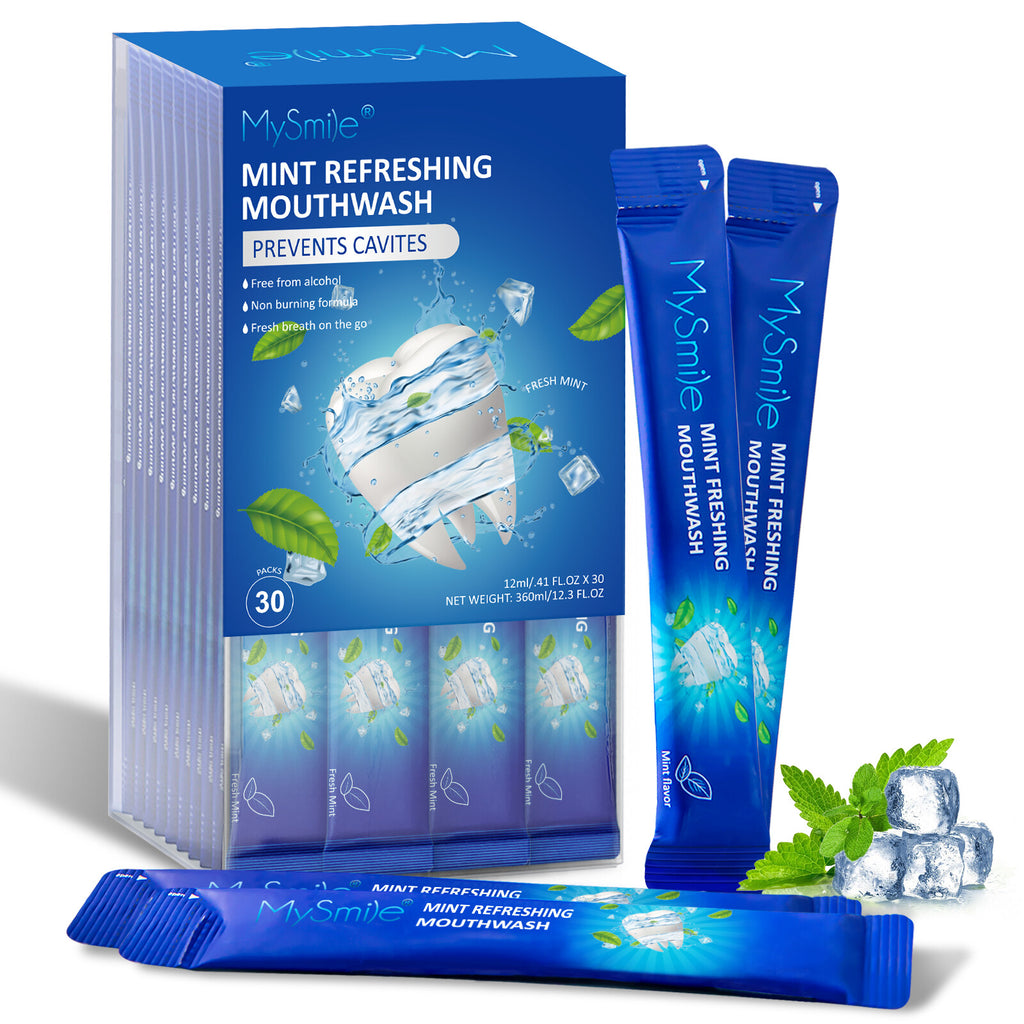 Alcohol-Free Mouthwash Packets for Bad Breath & Healthy Gums - 30 Individually Wrapped Shots