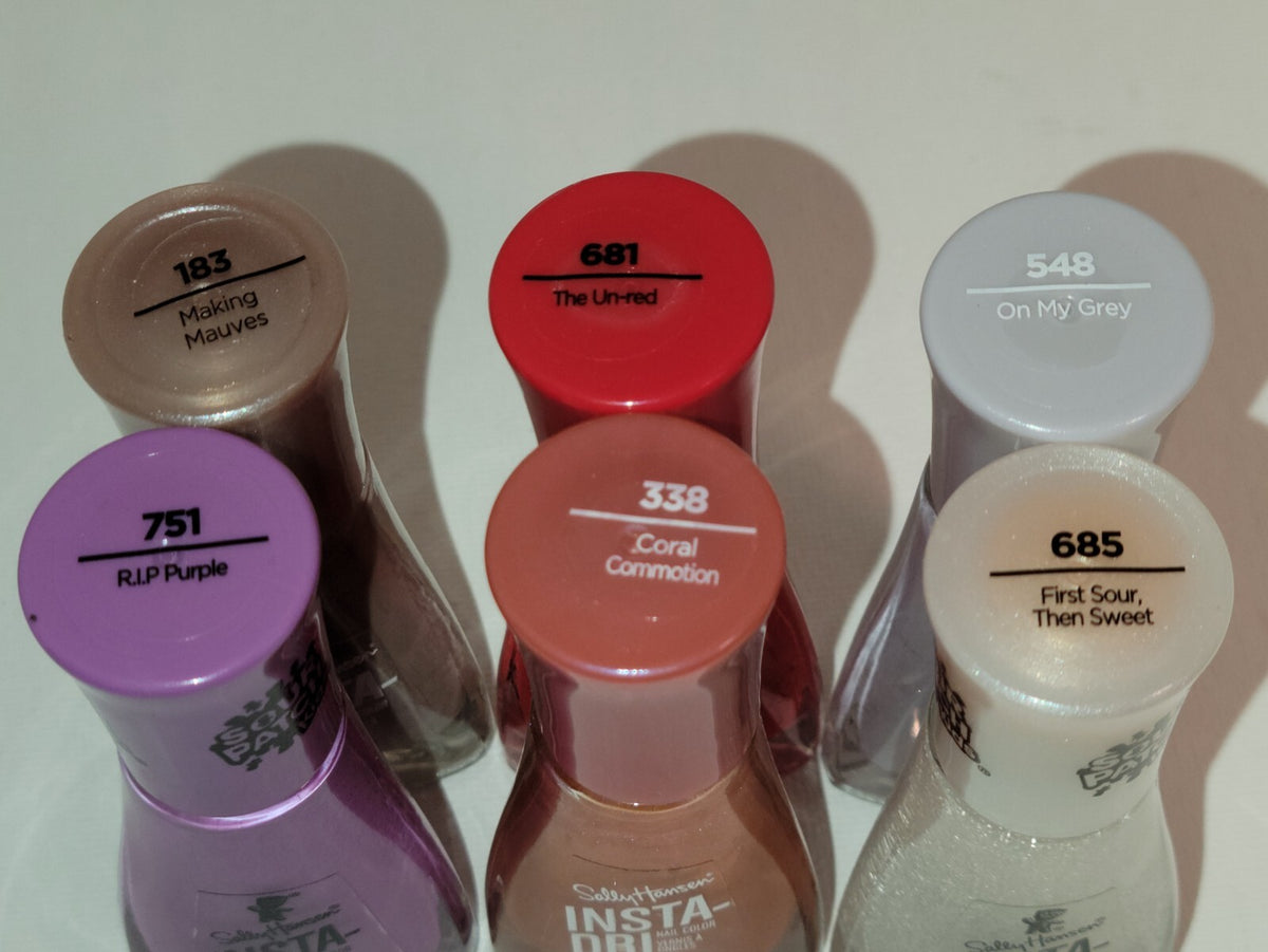 Set of 6 Sally Hansen Insta Dry Nail Polishes - Fast Drying, New