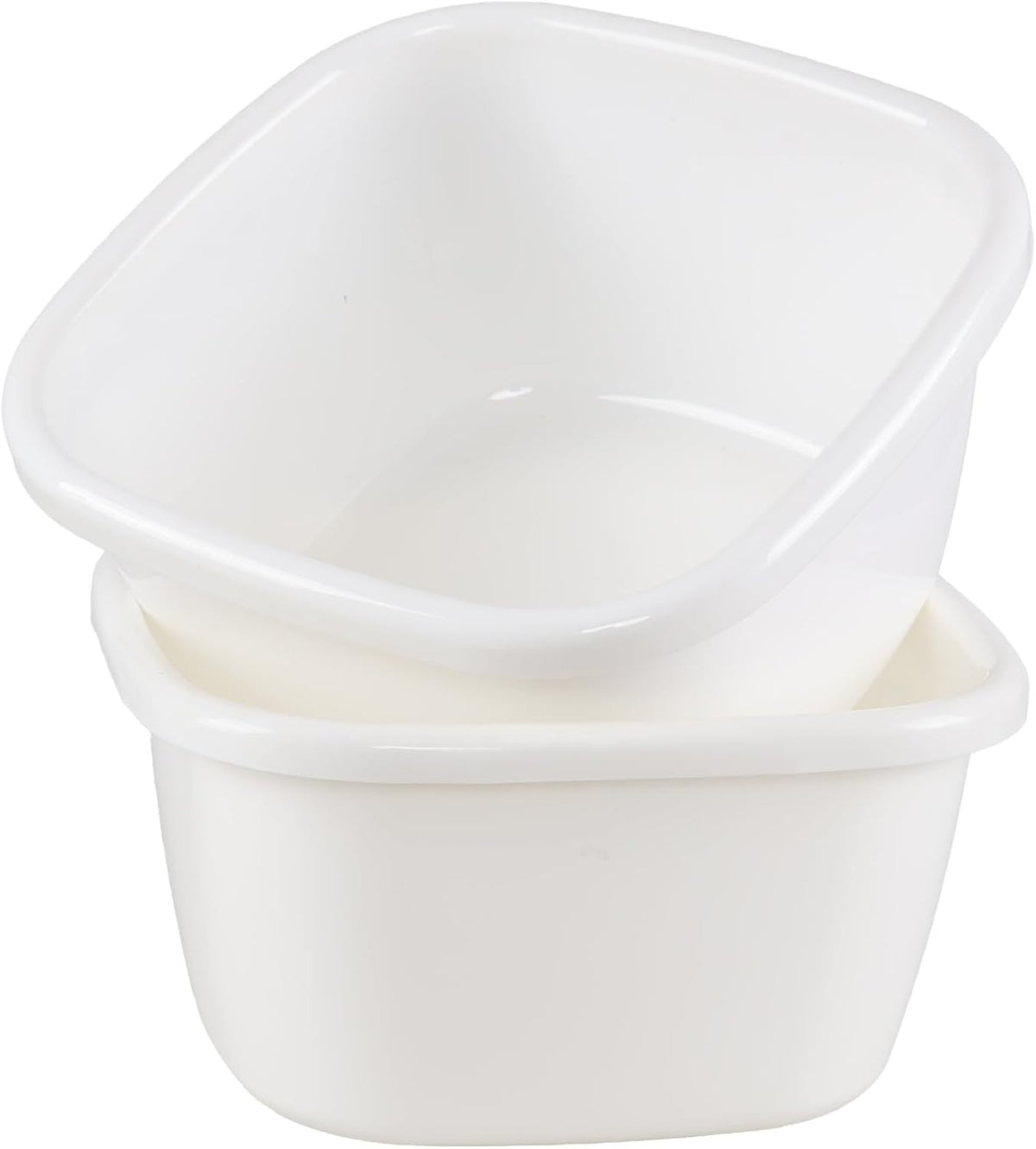 Large Deep Square Plastic Wash Basin - 18 Quart Multipurpose Dishpan, Pack of 2