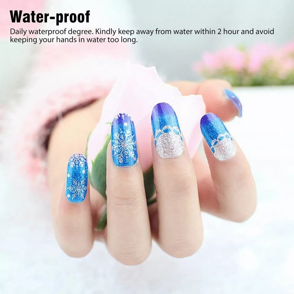 Double-Sided Nail Glue Tape Stickers for Press-On Nails - Reusable, Transparent, 12 Sizes