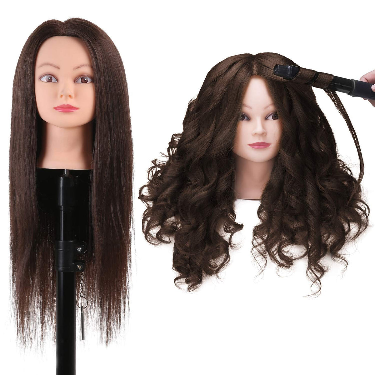 Realistic Mannequin Head with 80% Human Hair for Hair Styling Practice