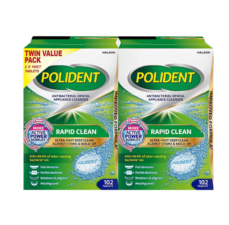 Denture Cleanser Tablets - Antibacterial Deep Clean & Freshen - 204 Count