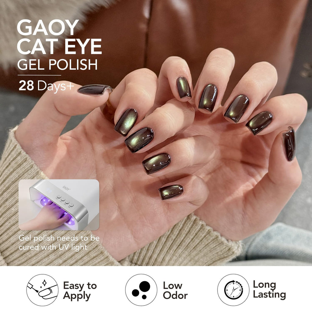6-Color Cat Eye Gel Nail Polish Set with Magnet - Long-Lasting, Toxin-Free
