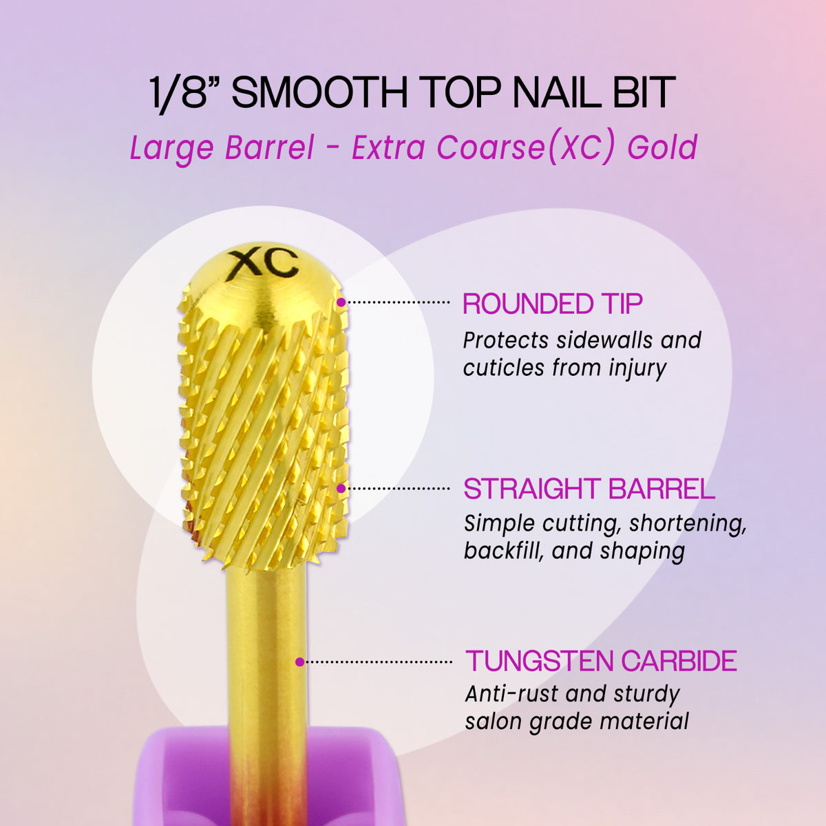 1/8 Inch Shank Nail Carbide Bit - Large Barrel, Extra Coarse for Nail Drill