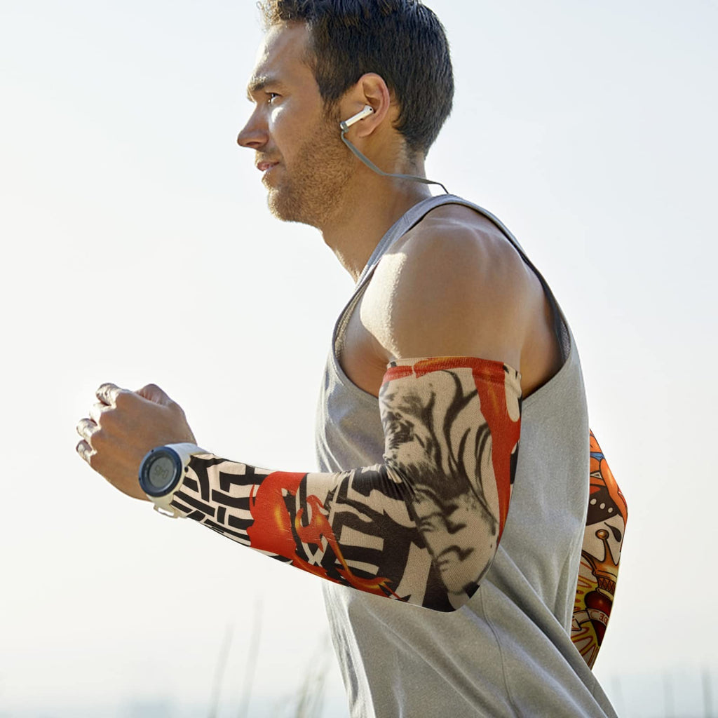 Arm Sleeve Tattoos 6 Pack - Sun Protection, Stretchable Fabric, One Size Fits Most
