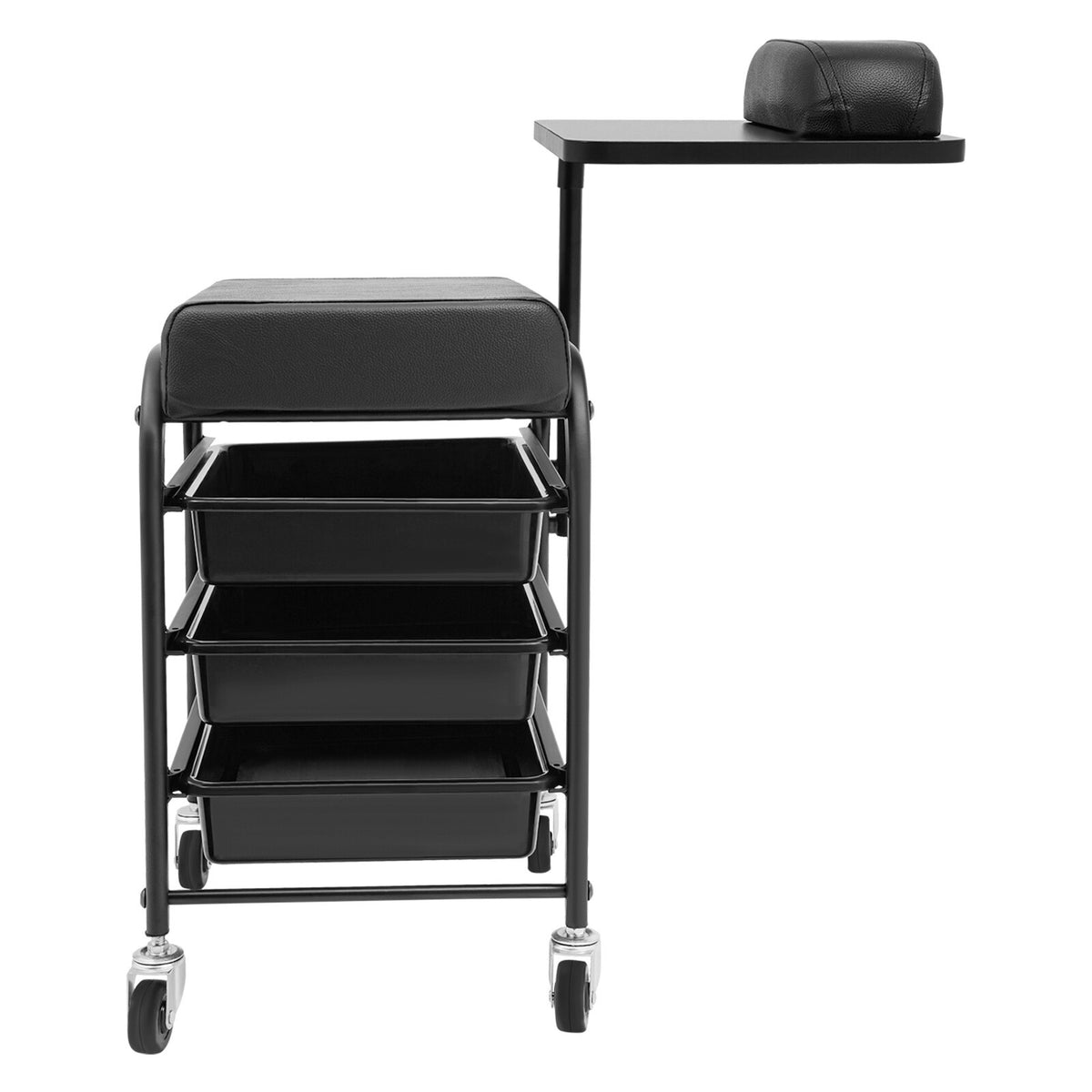 Portable Nail Salon Cart with Drawers and Cushioned Support