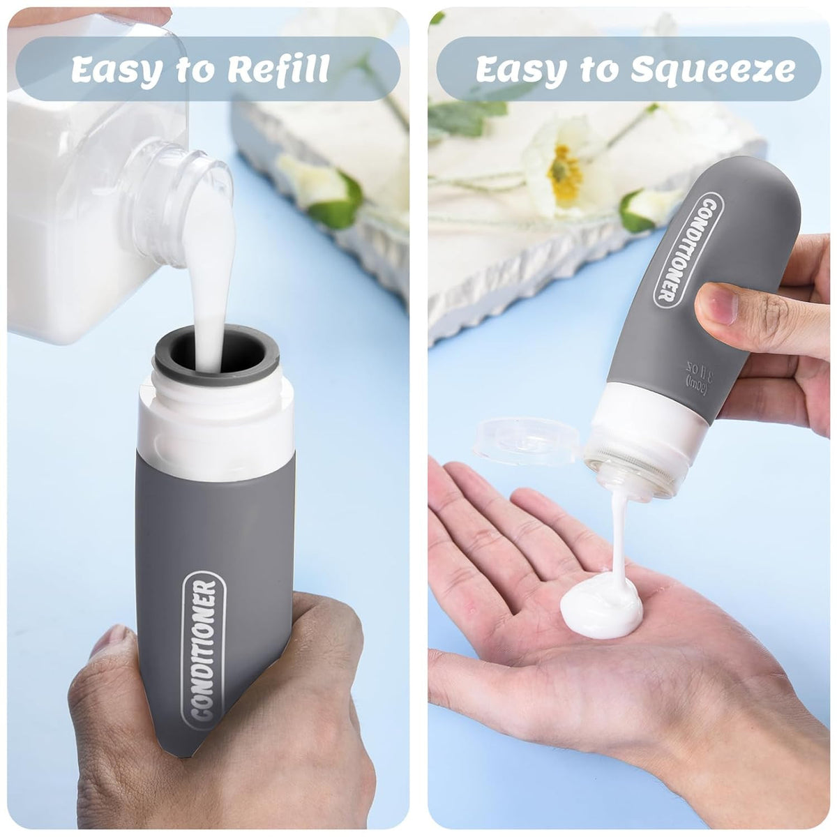TSA Approved 3oz Travel Bottles Set - Refillable Silicone Toiletry Containers