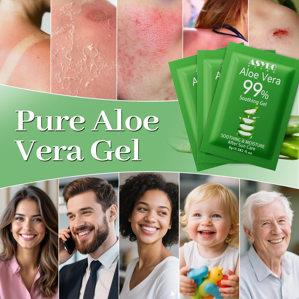 Natural Aloe Vera Gel Pack - 30 Individually Wrapped Travel Sizes