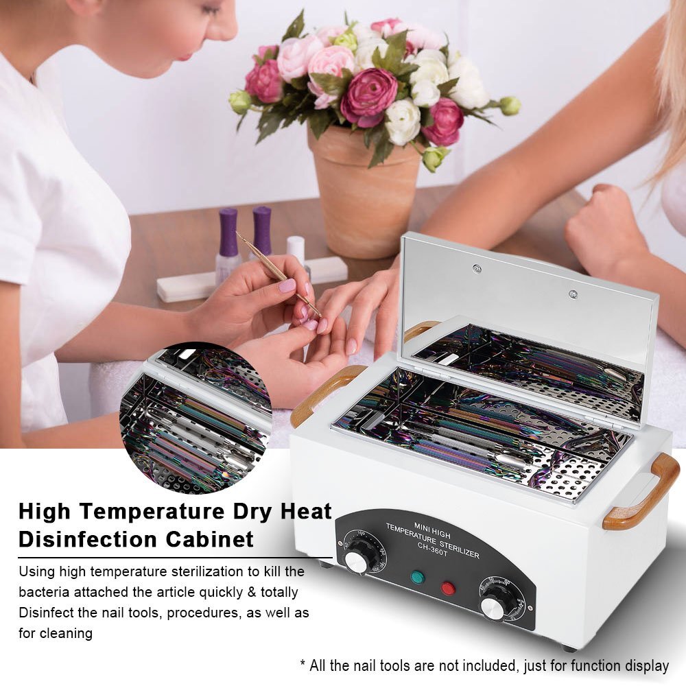 High Temperature Metal Tool Cleaning Box 110V 300W with Timer for Manicure Pedicure