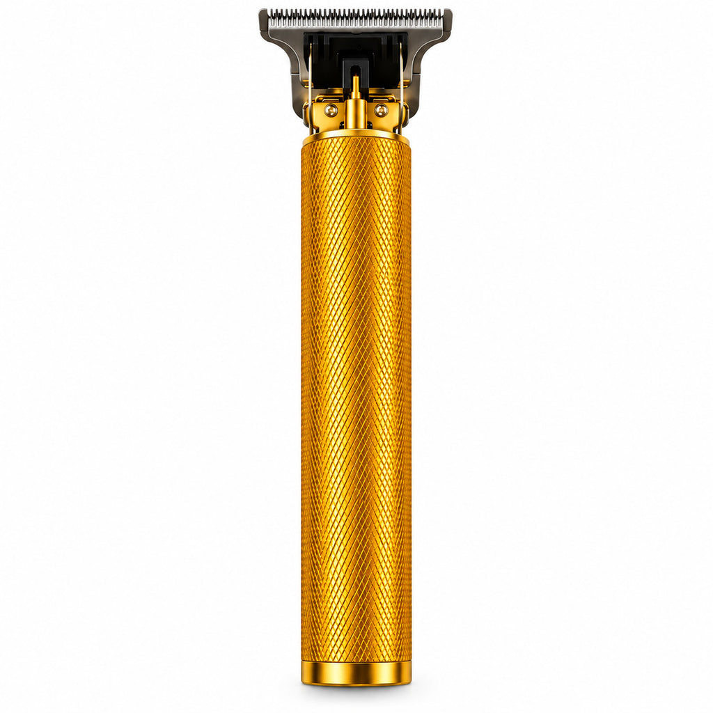 Cordless Beard Trimmer with T-Blade and Gold Finish - USB Rechargeable Men’s Grooming