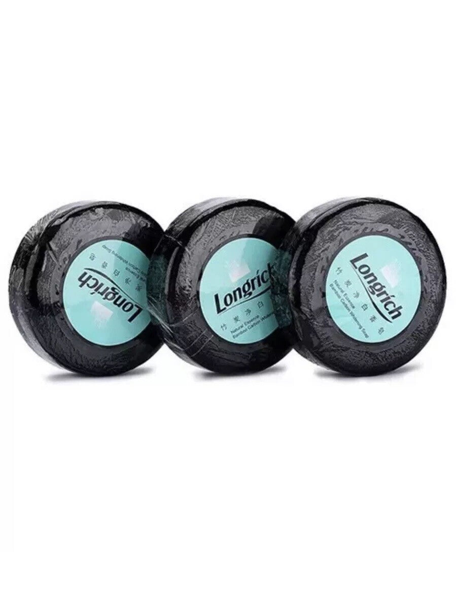 Bamboo Charcoal Brightening Black Soap for Acne & Dark Spots - 3x100g