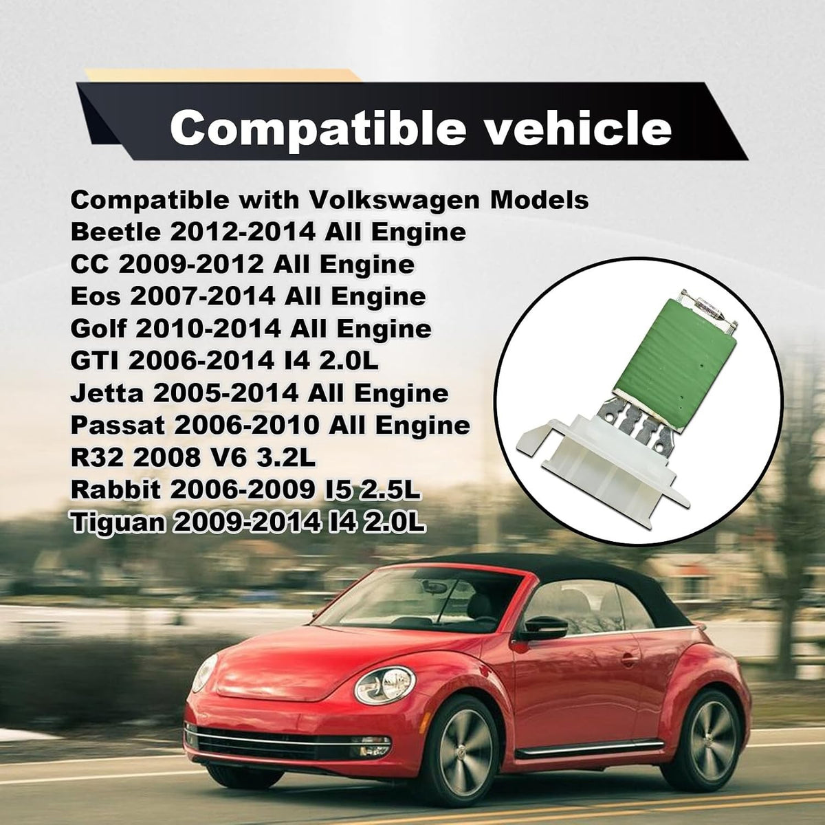 VW Blower Motor Resistor Control Module Compatible with 1K0959263A - Manual Climate Control