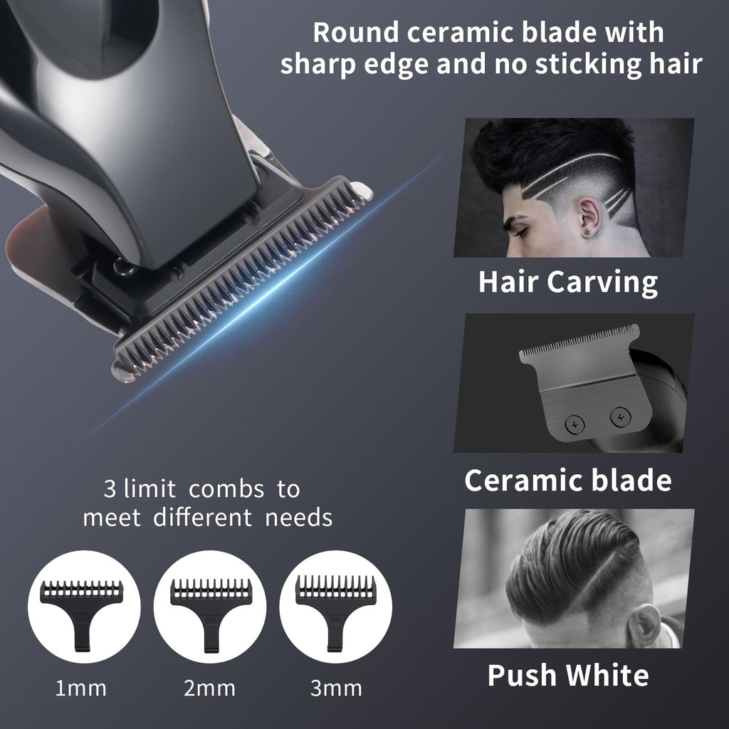 Professional Cordless Beard & Hair Trimmer with Adjustable Guides, USB Rechargeable
