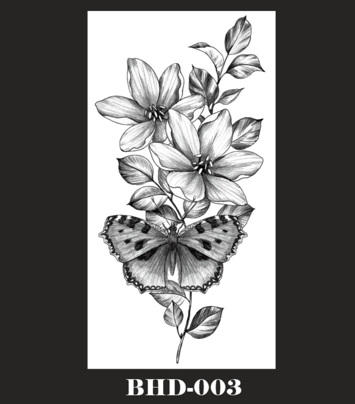 5 Sheets Temporary Tattoo Set - Floral Rose, Snake & Butterfly Waterproof