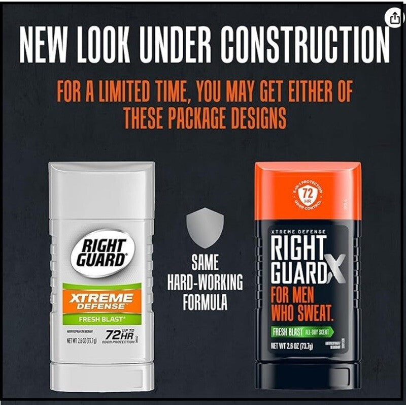4-Pack Right Guard Xtreme Defense Antiperspirant Deodorant, Fresh Blast, 2.6 oz