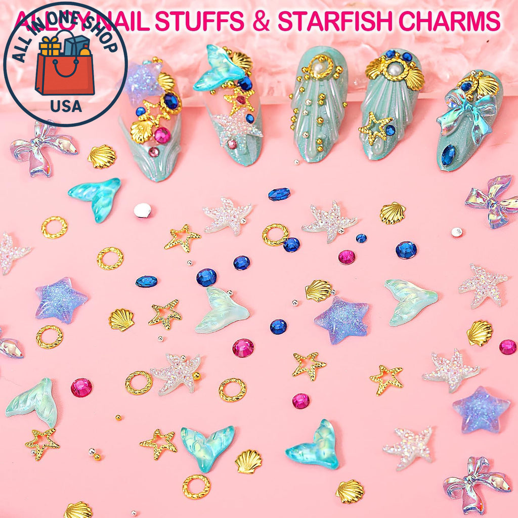 3D Nail Charms & Gems Set with Butterflies Stars for Nail Art - 8000 Pieces