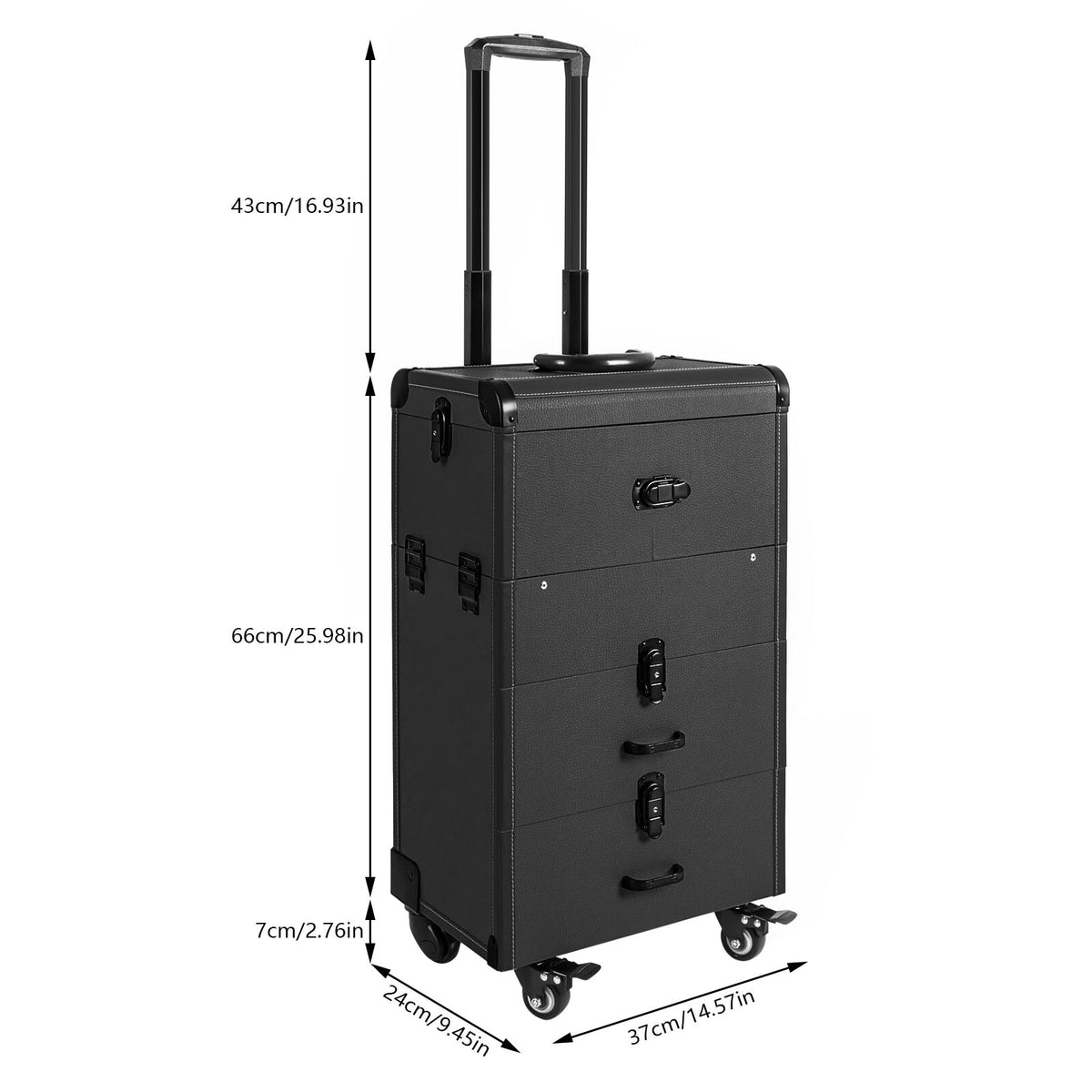 Rolling Makeup Case with Lockable Trolley Organizer, Large Capacity