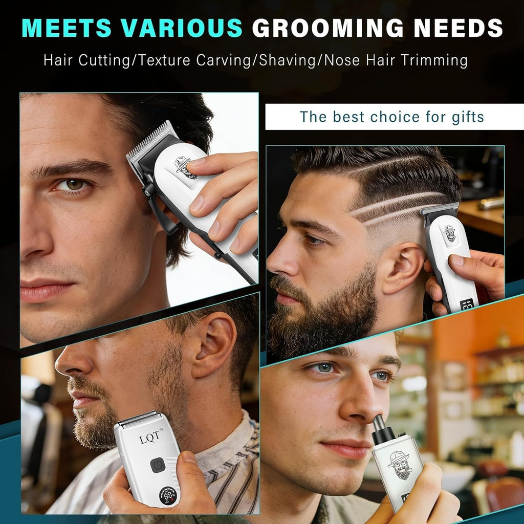 Professional Hair Cutting & Beard Trimmer Set for Men - Wireless with LED Display