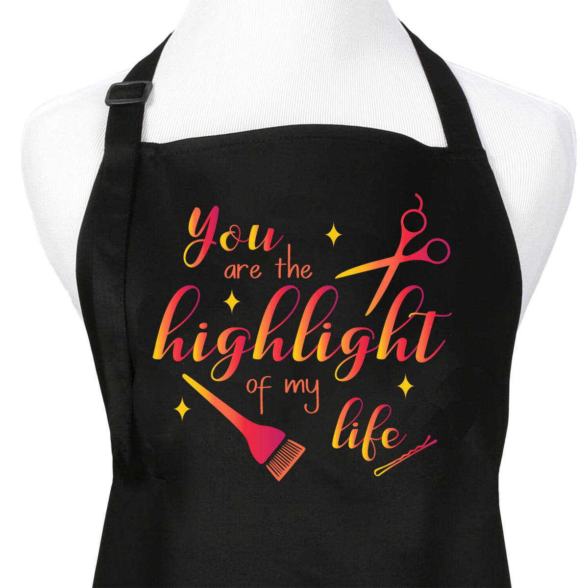 Salon Apron with Whimsical Sunset Design, Adjustable Neck & Pockets