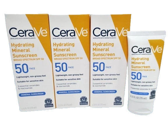 Mineral Sunscreen SPF 50 Face Sunscreen 2.5 oz - Set of 3