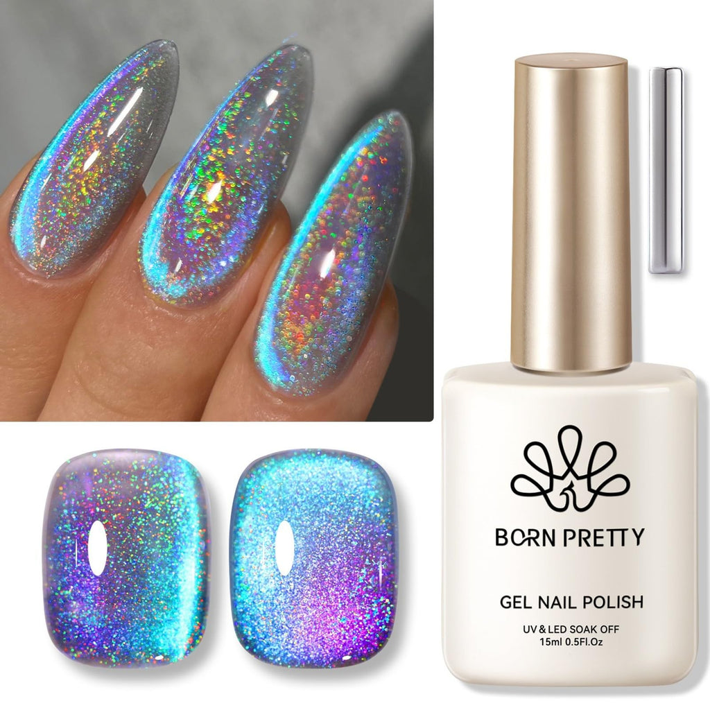 Magnetic Cat Eye Gel Nail Polish - Holographic Rainbow Effect, 15ML