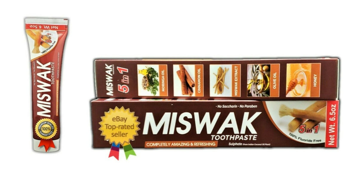 Miswak Toothpaste 5-in-1 Herbal Oral Care Pack of 6 - Natural Antibacterial Formula