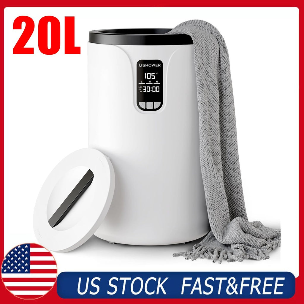 20L Towel Warmer Bucket with LCD Display - Fits 2 Oversized Towels, Safety & Timer