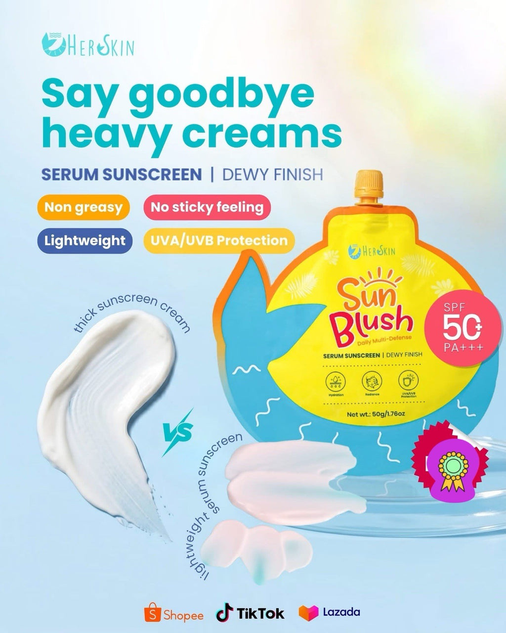 Sun Blush SPF50 PA+++ UV Care Cream Light & Hydrating 50g