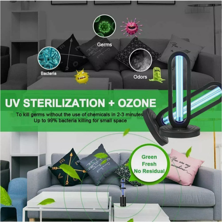 Portable UV-C Disinfection Sterilizer 38W Timer Remote Ozone for Household