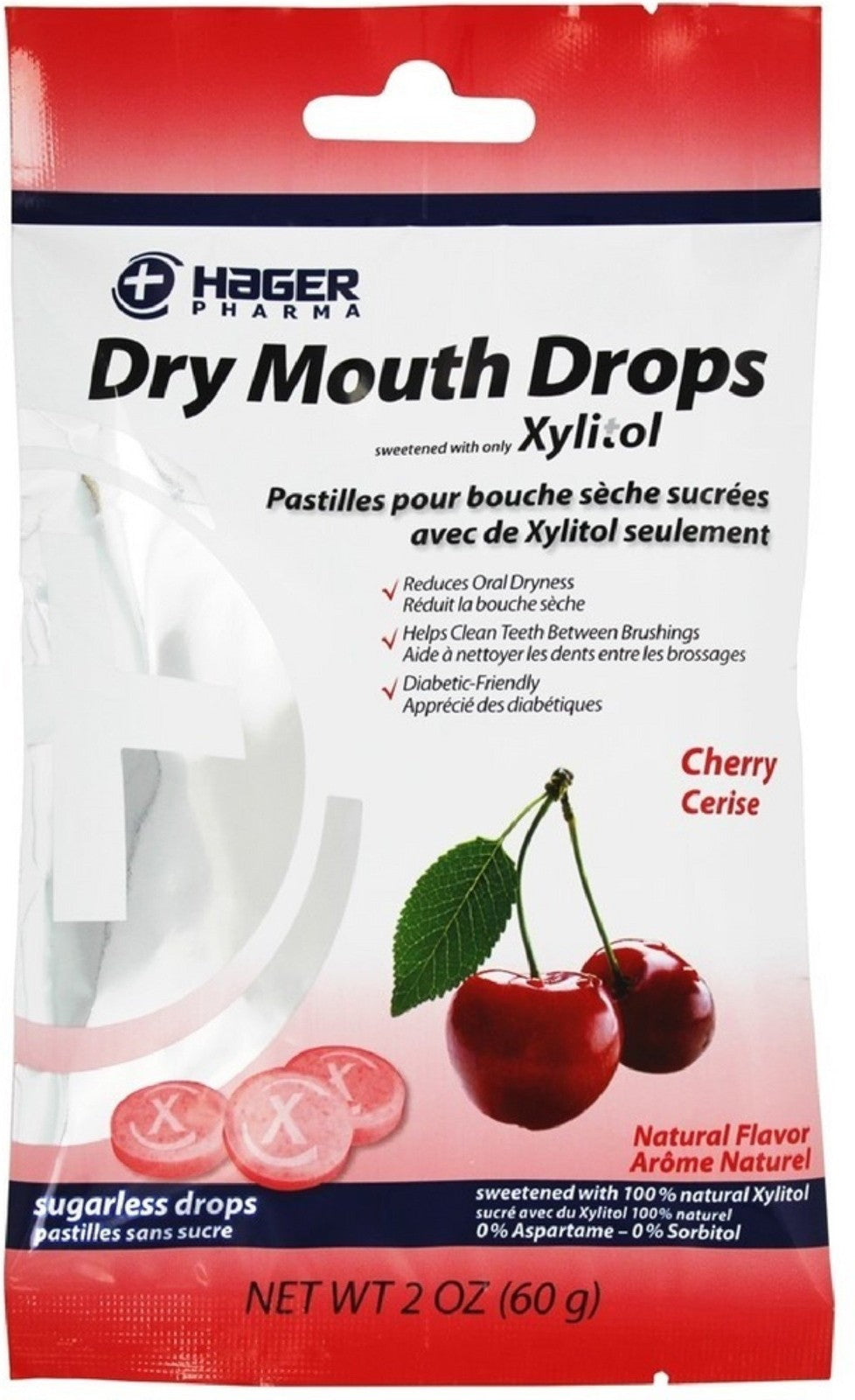 Dry Mouth Drops with Xylitol Cherry Flavor - Sugarless Saliva Support, 2 oz - 6 Pack