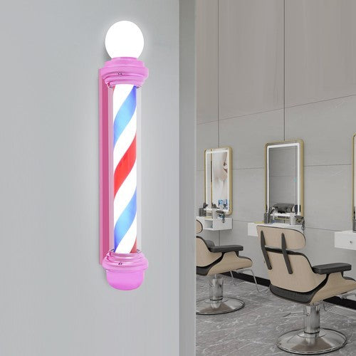 15W Wall-Mounted LED Barber Pole Light for Barbershops & Salons, Pink Exterior
