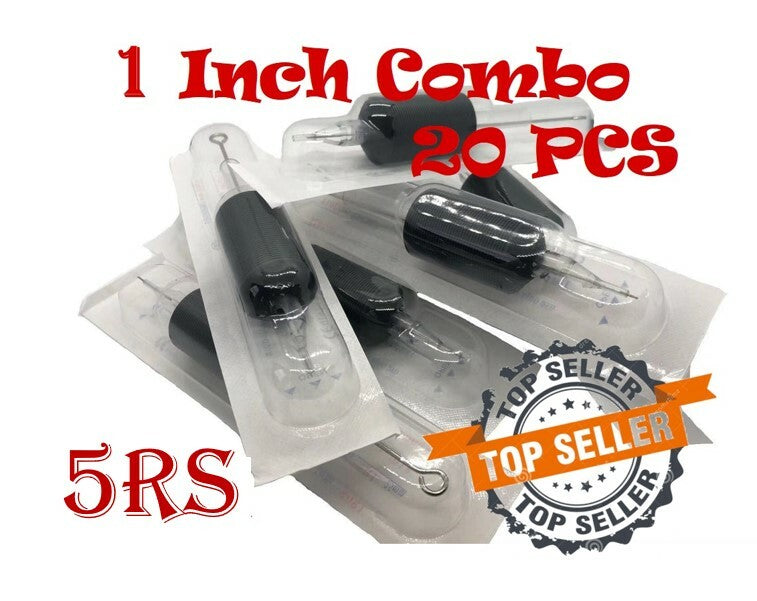 Tattoo Needle Tube Combo 25mm 1 Inch Grip 20pcs Sizes:5RS,7RS,