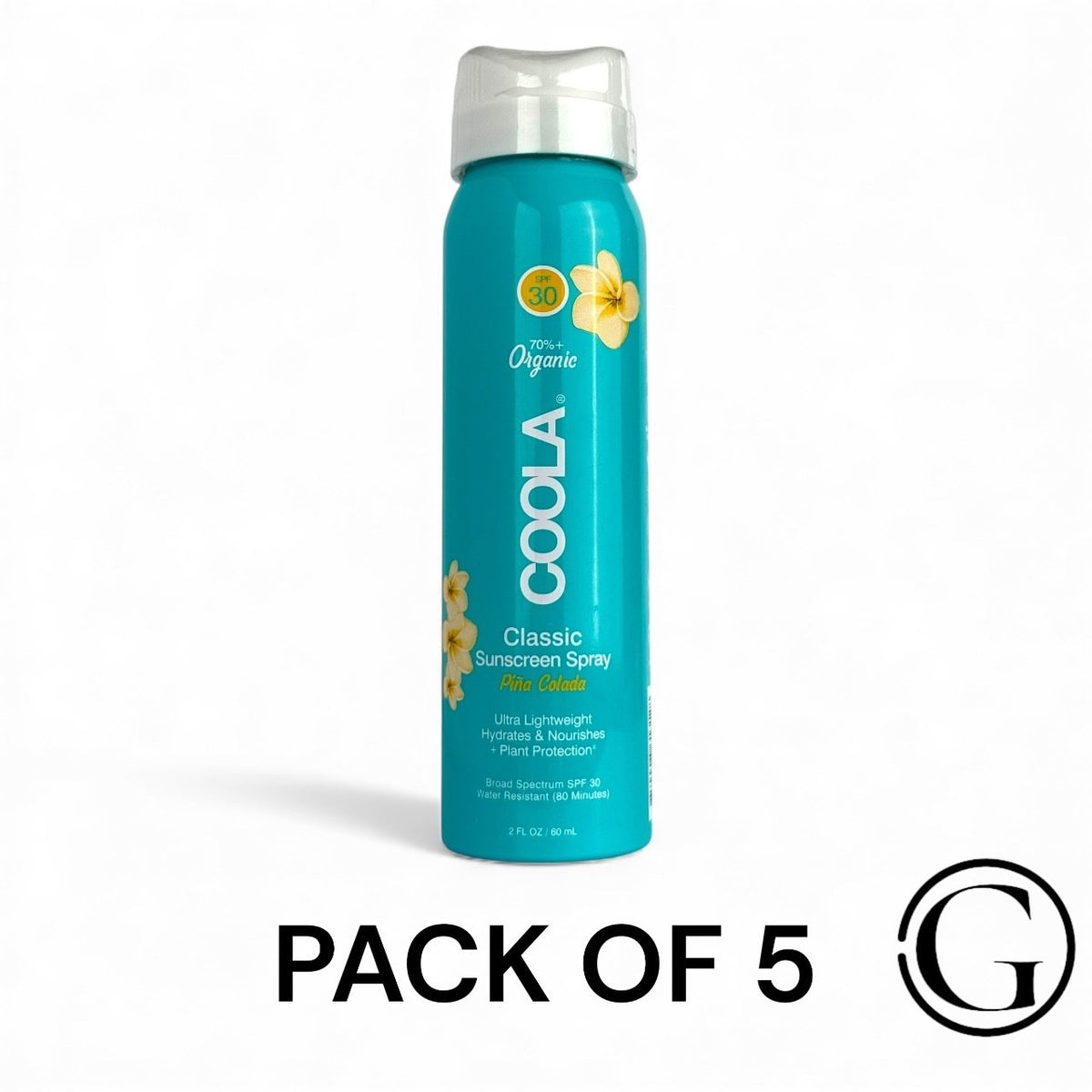 Organic Sunscreen Spray SPF 30 Pina Colada - Pack of 5, 2 fl oz