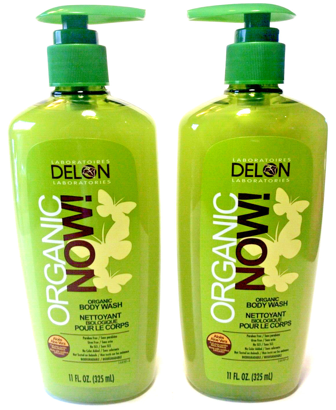 Delon Organic Body Wash 11 oz 2 Pack - Natural Cleansing Shower Gel