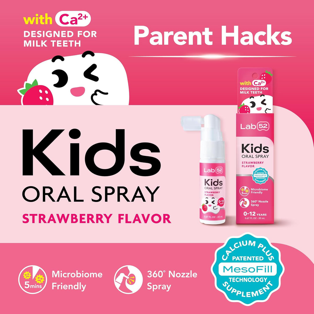 Kids Oral Spray Fluoride-Free Strawberry Xylitol Dental Helper, 150 Sprays