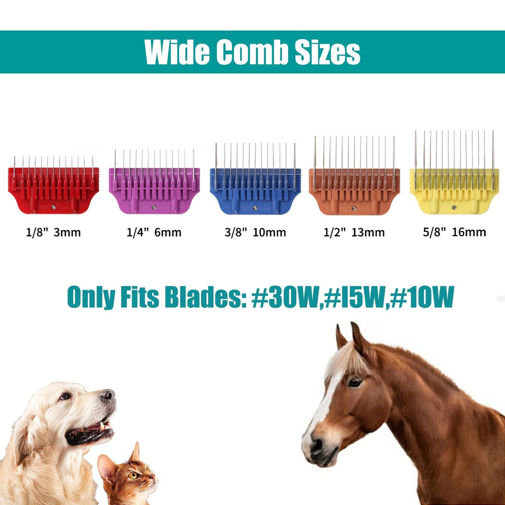 Dog Grooming Clippers Guard Set Stainless Steel Wide Comb Attachments for A5 Series