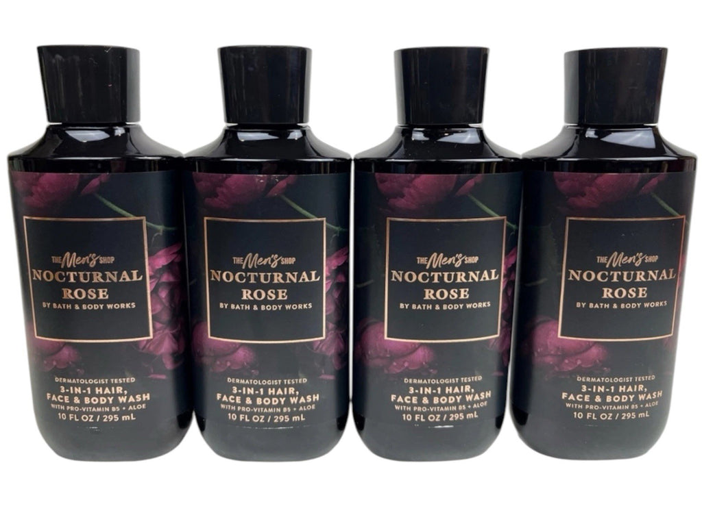 Bath & Body Works Nocturnal Rose 3-in-1 Hair Face Body Wash 4 Pack 10 fl oz