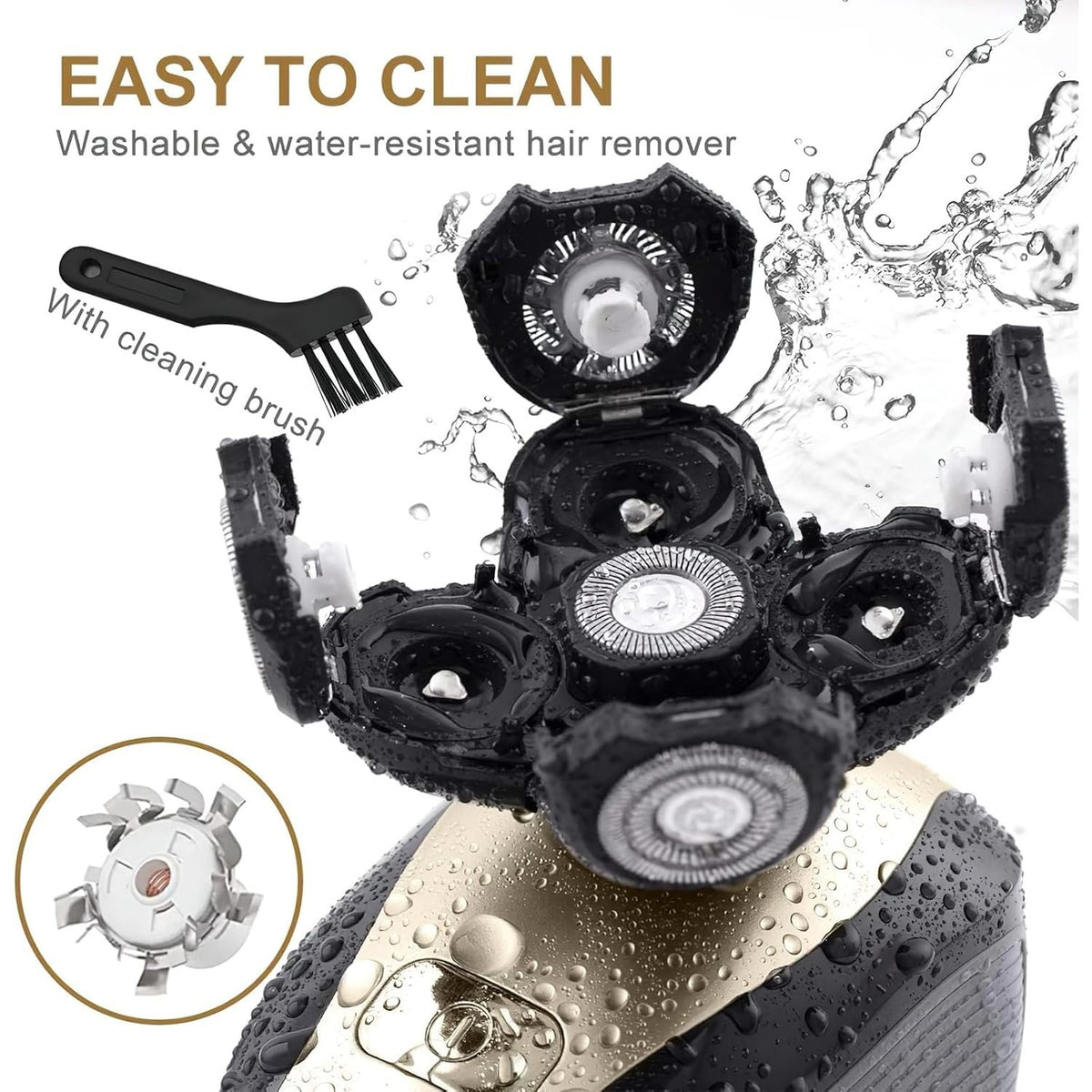 Rechargeable Waterproof Bald Shaver with 5D Floating Heads - Men’s Grooming Tool