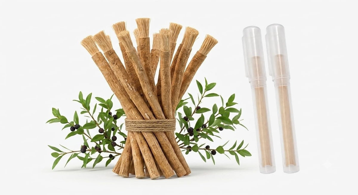 Natural Miswak Toothbrush 12 Pack - Eco-Friendly Oral Care for Fresh Breath