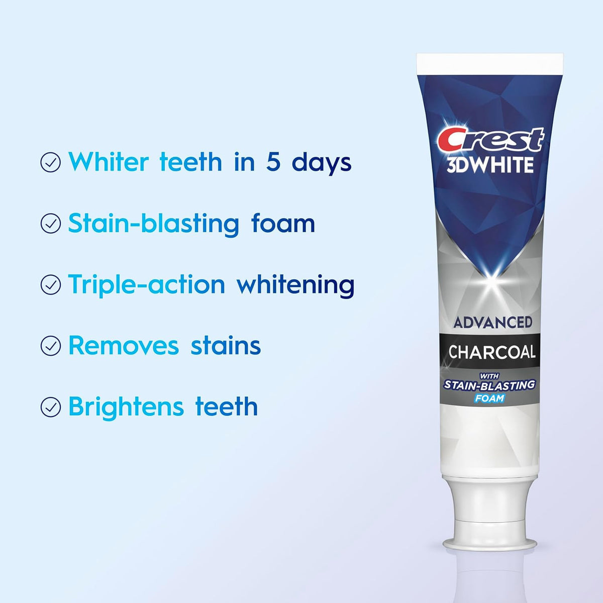 Crest 3D White Charcoal Toothpaste Pack - Whitening Fluoride Gel, 3 x 3.3 oz
