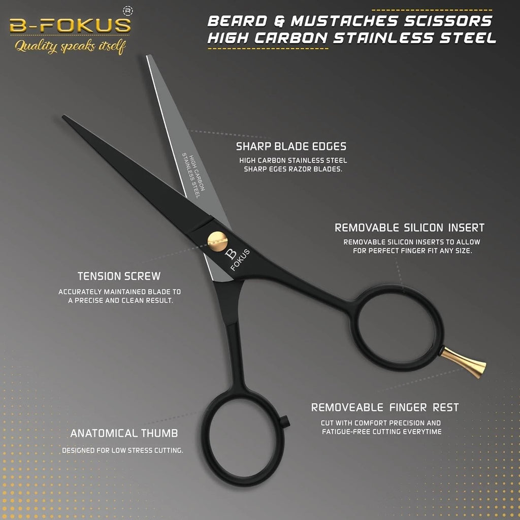 Professional 5-Inch Beard & Mustache Scissors - High Carbon Stainless Steel