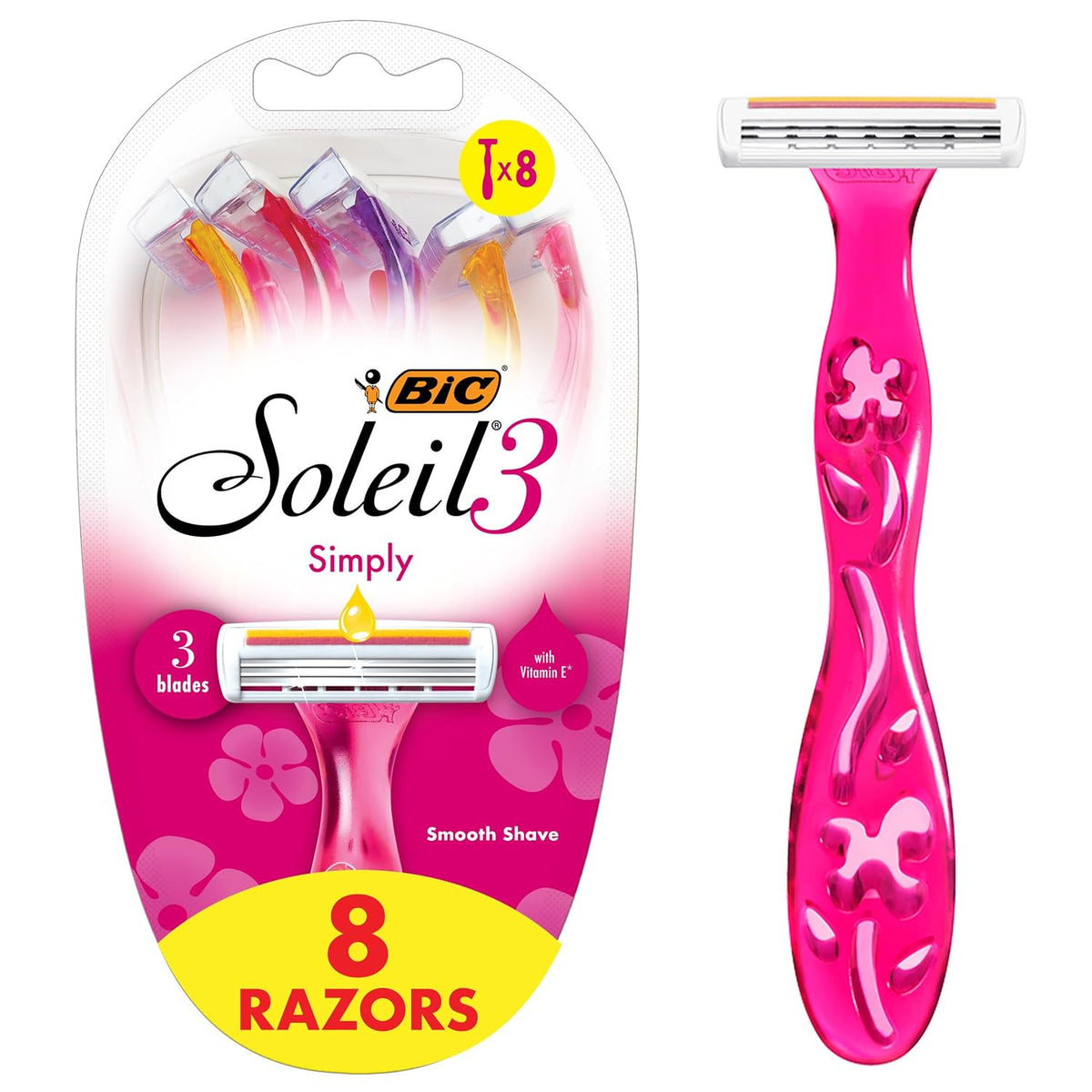 Disposable Razors with Aloe Vera - 3 Blade, 8-Pack for Men & Women